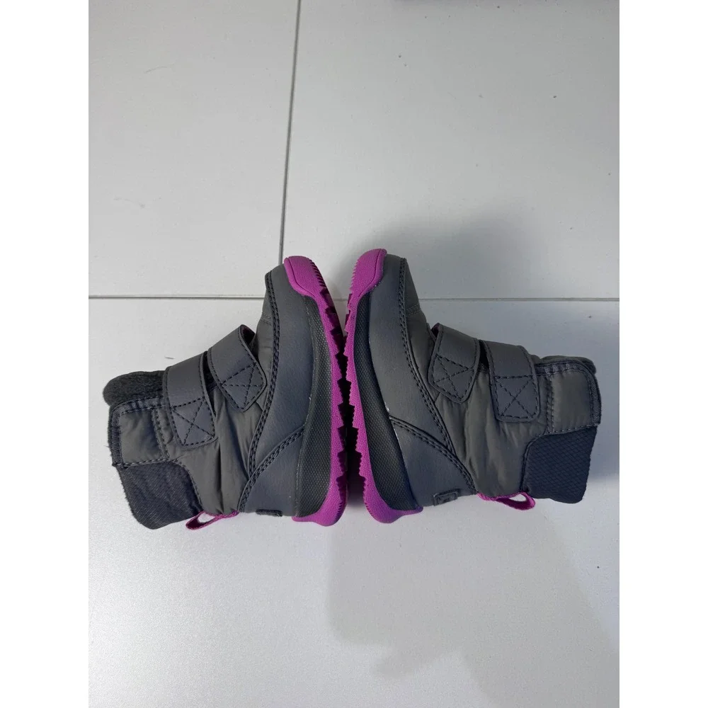 Sorel Whitney II Strap Waterproof Snow Boots Kids Size 5 Grey‎ Pink Insulated